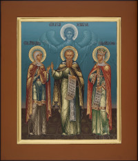 Ангел Хранитель с избранными святыми, 27х31, 2022 г.