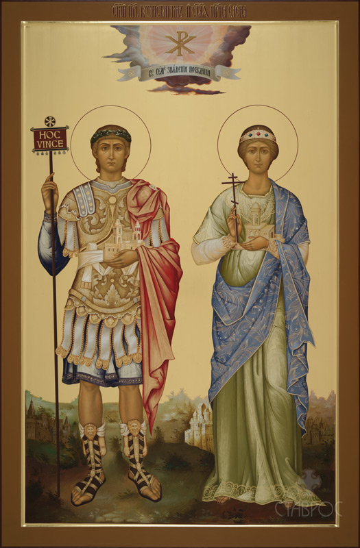 Икона Святой царь Константин и Святая царица Елена 