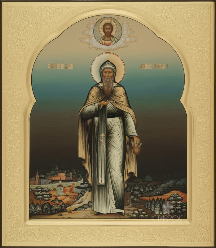 Рукописная икона Святой Агапит Печерский