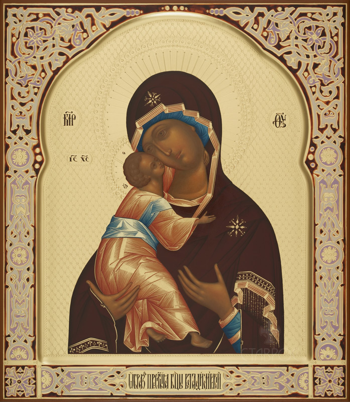Рукописная икона Божией Матери Владимирская
