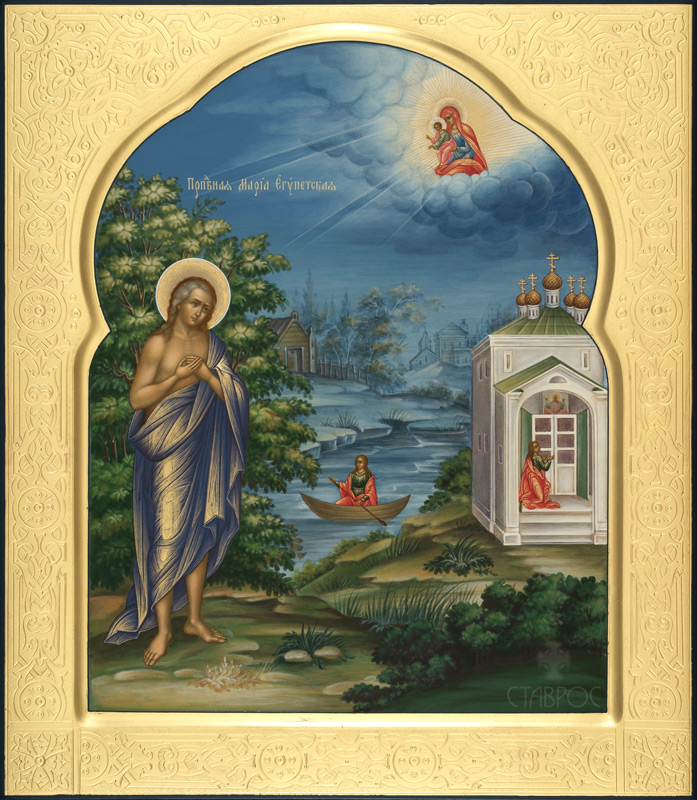 Рукописная икона "Преподобная Мария Египетская"