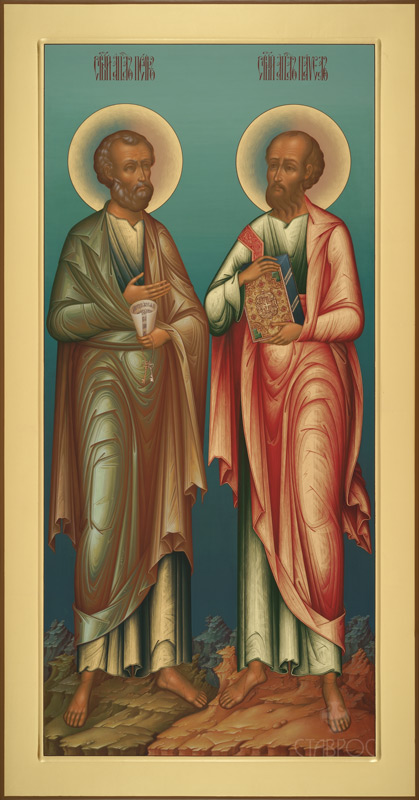 Рукописная икона Святые апостолы Петр и Павел
