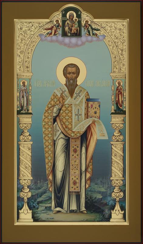 Рукописная икона Святой Артемий епископ Солунский