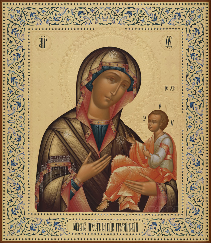 Рукописная икона Божией Матери "Грузинская"