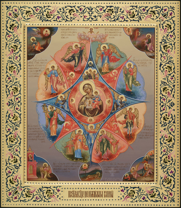 Рукописная икона Божией Матери Неопалимая купина