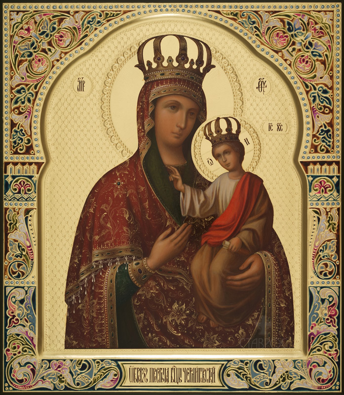 Рукописная икона Божией Матери "Черниговская"