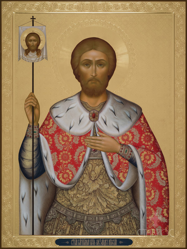 Рукописная икона Святой благоверный князь Александр Невский