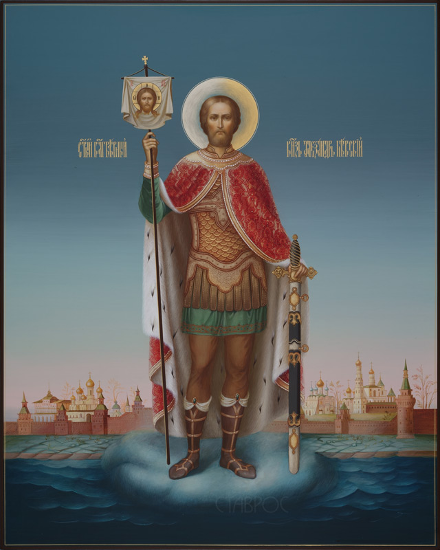 Рукописная икона Святой благоверный князь Александр Невский