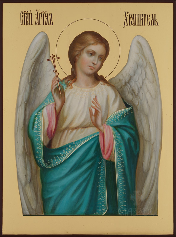 Рукописная икона Святой Ангел Хранитель