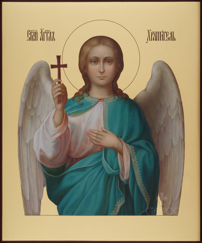 Рукописная икона Святой Ангел Хранитель