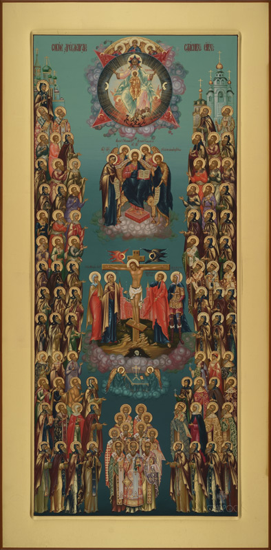 Рукописная икона Собор древлеправославных святых