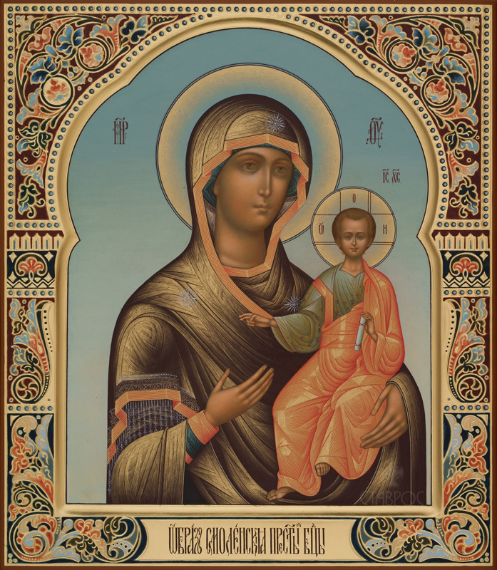 Рукописная икона Божией Матери Смоленская