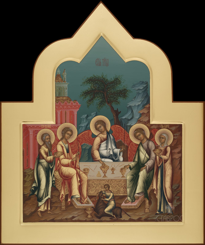 Рукописная икона Святая Троица
