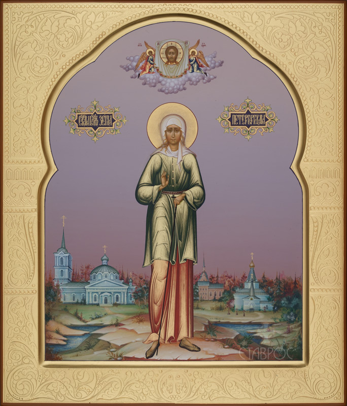 Рукописная икона Святая блаженная Ксения Петербуржская