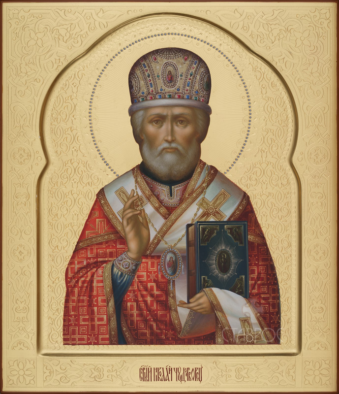 Рукописная икона Николай Мирликийский Чудотворец
