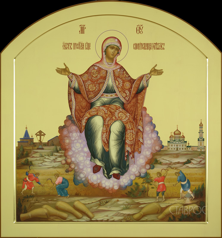 Рукописная икона Божией Матери Спорительница хлебов