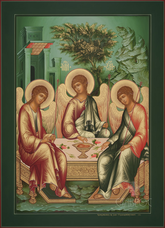 Рукописная икона Троица