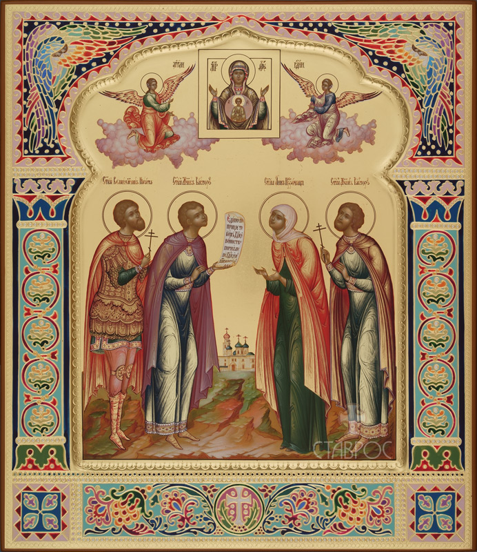 Рукописная икона Избранные святые