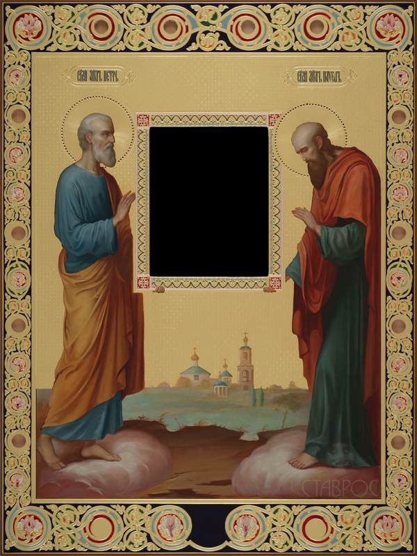 Рукописная икона Святые апостолы Петр и Павел