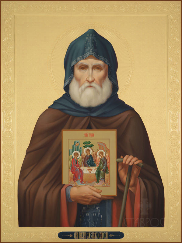 Рукописная икона Святой преподобный Александр Свирский