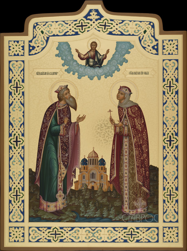 Рукописная икона Святые равноапостольные Владимир и Ольга