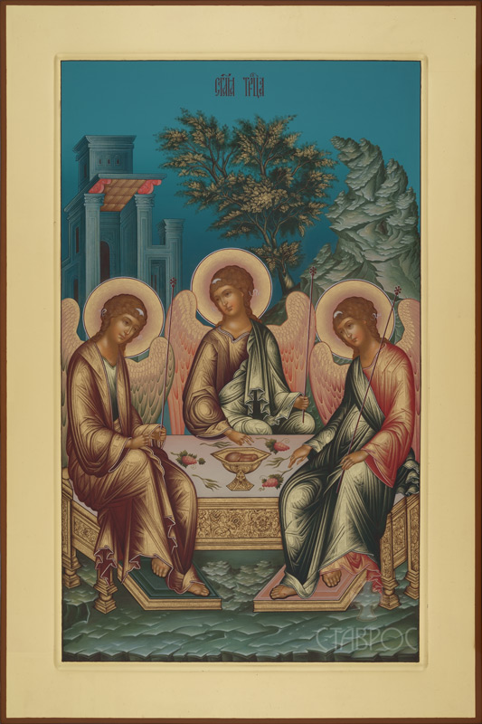 Рукописная икона Троица